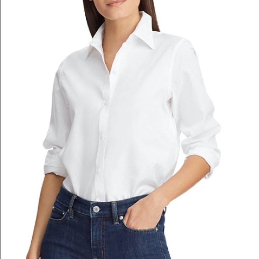 NWOT Lauren Ralph Lauren White Button Down Shirt